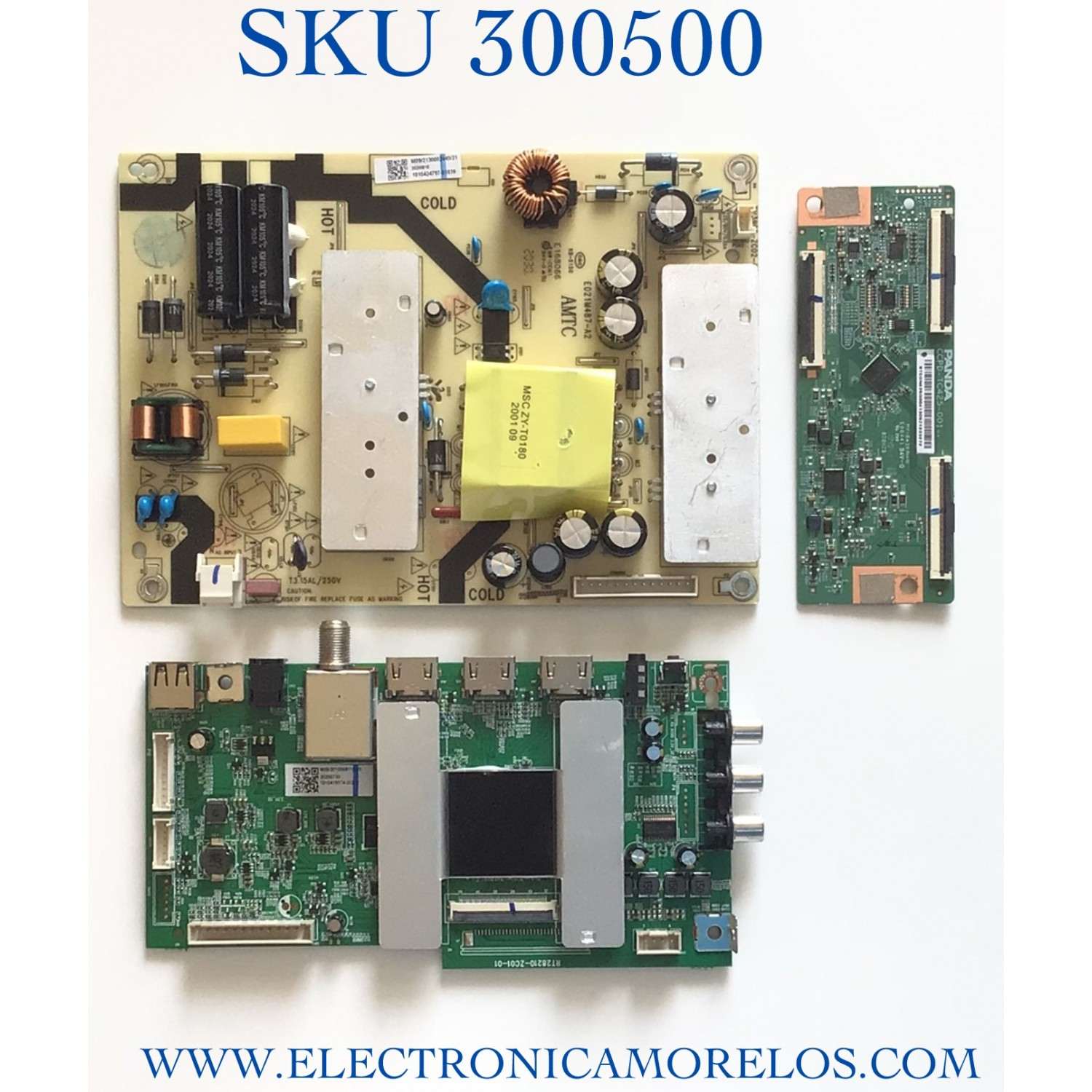 KIT DE TARJETAS PARA TV WESTINGHOUSE·ROKU TV 4K HD SMART TV / NUMERO DE PARTE MAIN RT28210-ZC01-01 / 2E02740A0 / E503744 / T-CON STCON425G-004 / STCON425G004 / CCPD-TC425-001 / FUENTE TV3903-ZC02-01 / E021M487-A2 / PANEL CC430LV1D01 / MODELO WR43FX2019